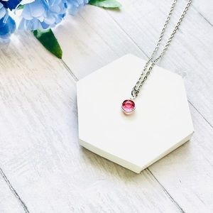 October Swarovski Crystal Necklace, Rose Swarovski Crystal, Handmade